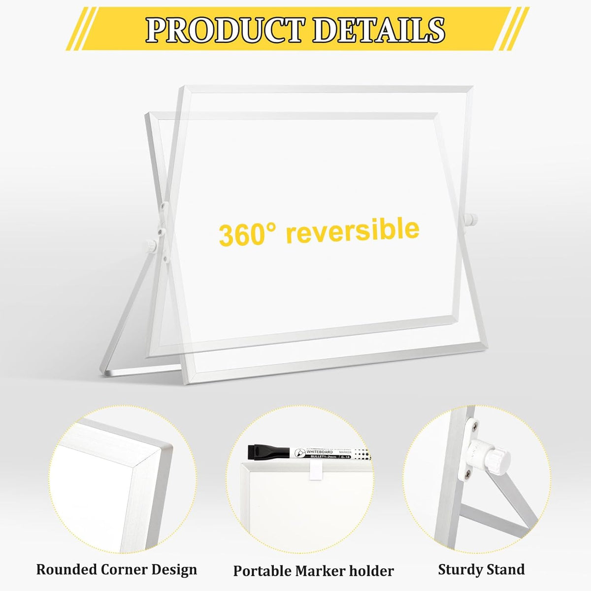 Double-Sided Magnetic White Board with Stand, 16" x 12" (Pack of 2)
