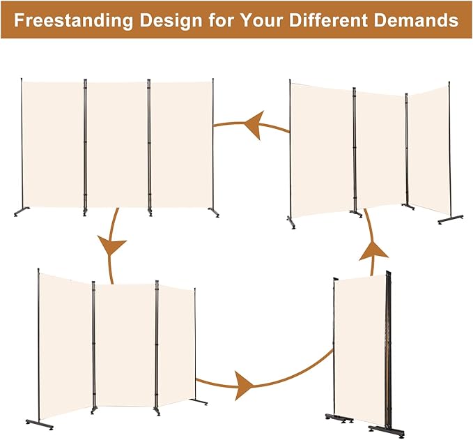 Room Divider 6FT Folding Privacy Screens, 3 Panel Partition Room Dividers - Image 5