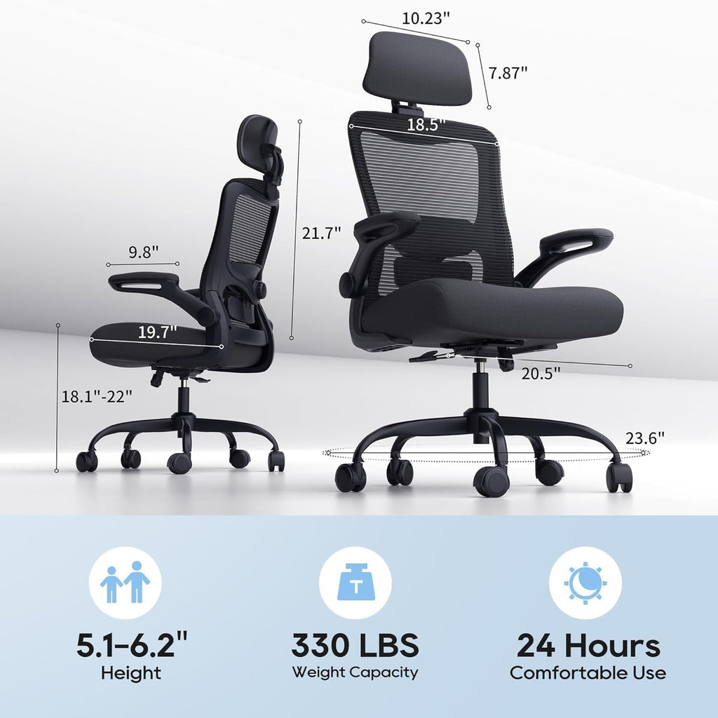 ergonomic office chair for lower back relief, 4-way shown in use