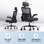 ergonomic office chair for lower back relief, 4-way shown in use