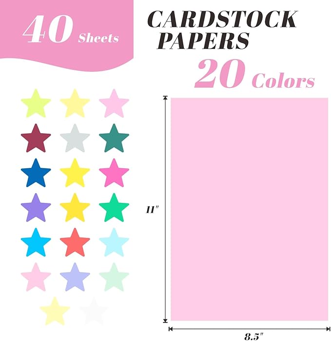 Keketer 40 Sheets Colored Cardstock 20 Assorted Colors, 65lb/180gsm 8.5" x 11" - Image 2