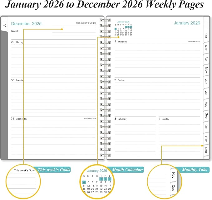2026 Planner - Planner 2026 from January 2026 - December 2026, Weekly & Monthly - Image 3