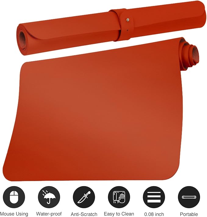 Boutilon Leather Desk Pad Protector, Non-Slip Mouse Pad, Laptop Desk Pad - Image 3