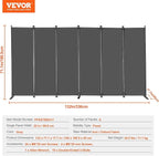 VEVOR Room Divider, 6 Panel Room Divider, Folding Privacy Screen and Portable - Image 7