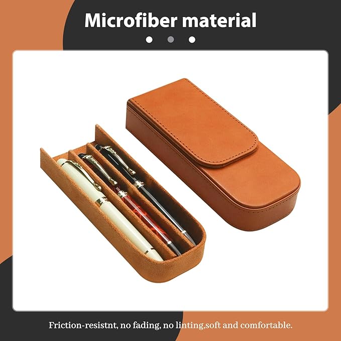 MIVLXLX Leather Triple Pen Case Pencil Pouch Holder - Image 3
