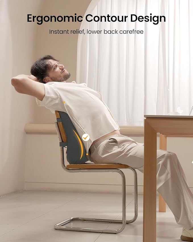ProtoArc Lumbar Support Pillow for Office Chair, Memory Foam Back Support - Image 2