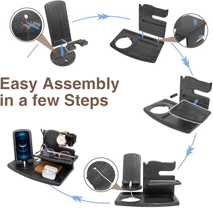 Gifts for Men, Fathers Day Wood Phone Docking Station for Dad, Desk or - Image 4