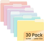 SUNEE File Folders, 30 Pack Manilla Folders 8.5 x 11, Colored File Folders Home by SUNEE