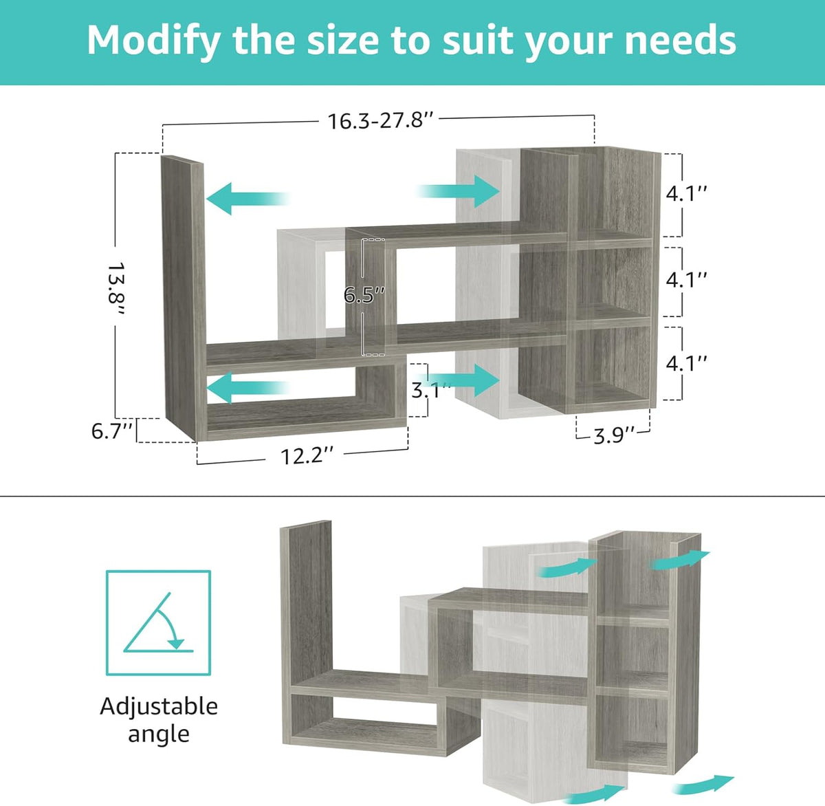 NUTIKAS Desk Shelves Desktop Organizer Shlef - Grey Office Organization for T...