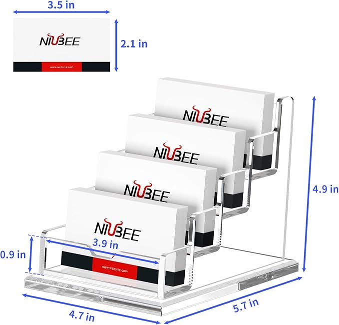 NIUBEE Clear Business Cards Holders 4 Tier Acrylic Card Holder - Image 8
