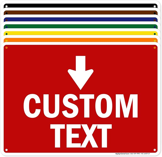 Custom Arrow, Custom Directional Sign, Down Arrow, 10x14 Inches, 55 mil thick by MySignCenter