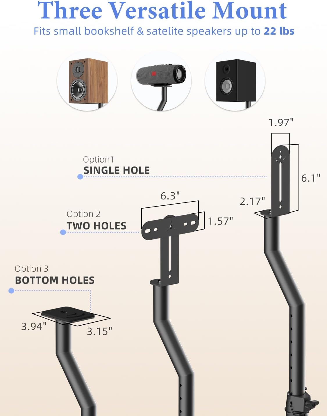 suptek Universal Speaker Stands Pair for Surround Sound - Floor Speaker Stand...
