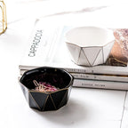 Paper Clip Holder With Gold Line Geometric Ceramic Paper Clip Dispenser for Desk Cute Paper Clip Organizer Office Binder Clip Holder (White)