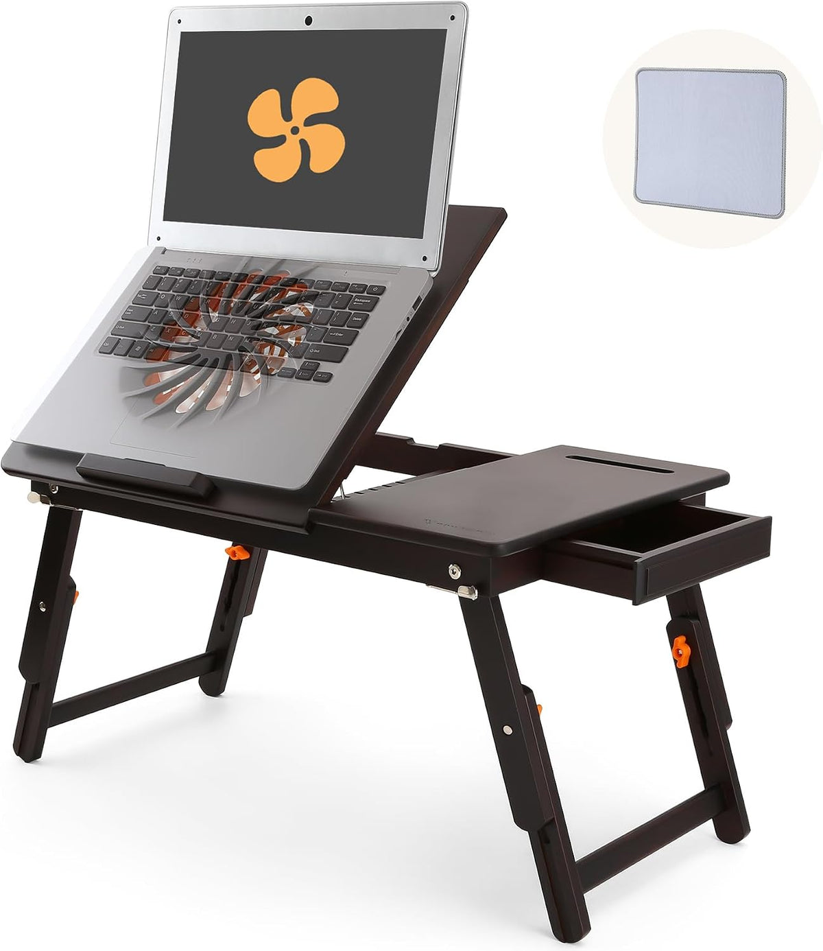 Nnewvante Laptop Desk with Fan 7 Angles & 4 Heights Adjustable,Black Walnut