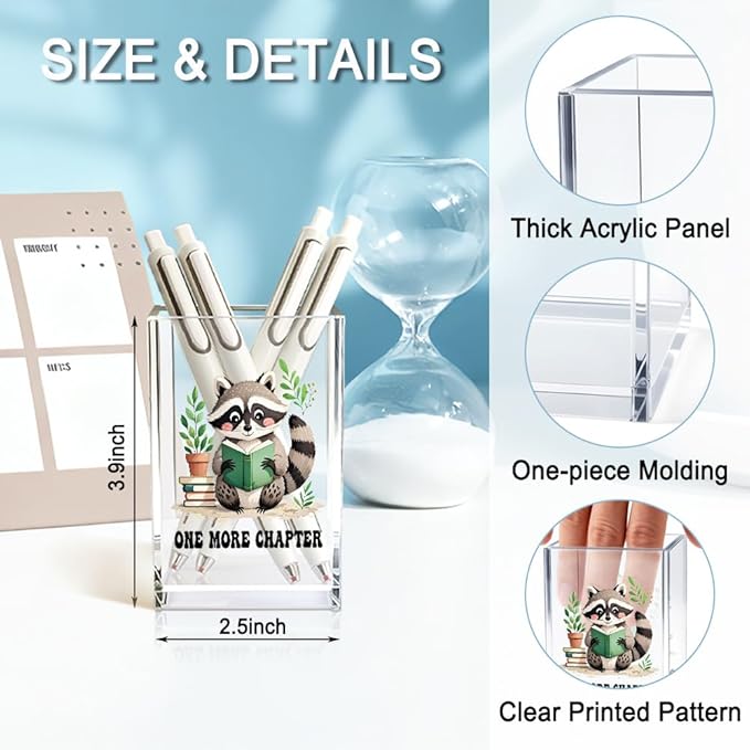 QYUVK One More Chapter Acrylic Pencil Holder Cup, Book Lover Gifts - Image 2