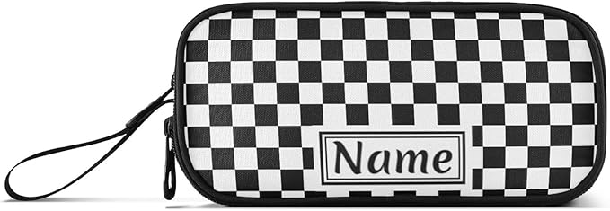 BOENLE Custom Black White Checkered Pattern Pencil Case Box Boys Girls - Image 8