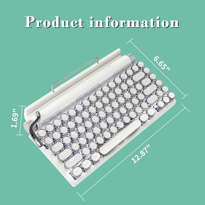 Adventurers Retro Typewriter Keyboard, 75% Layout 83 Keys Wireless Keyboard - Image 6