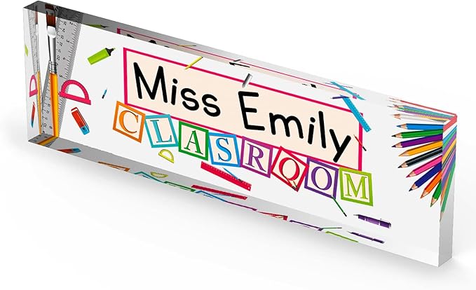 Artblox Acrylic Name Plate, Personalized Teacher Desk Sign, Modern Signage - Image 5