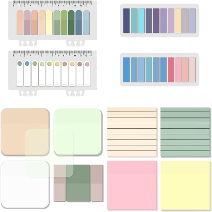 BAYTORY 1300 Sheets Pastel Transparent Sticky Notes, Self-Adhesive Translucent by BAYTORY