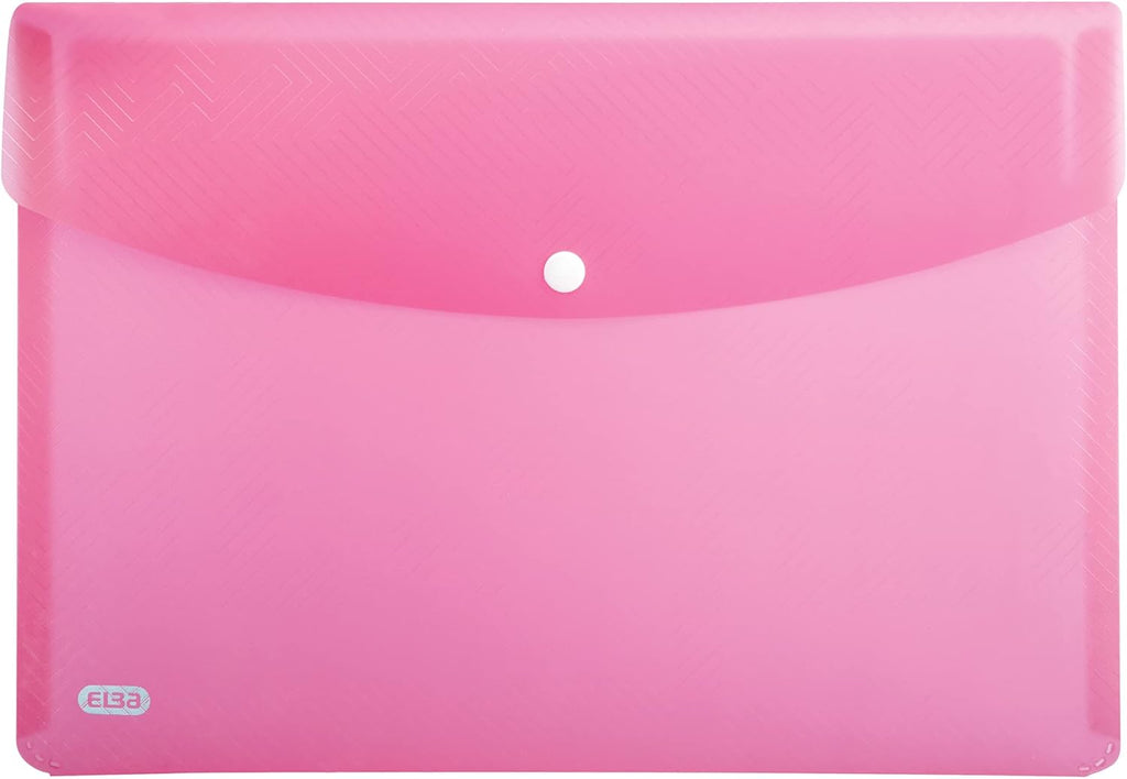 Elba Wallets, Urban A4, Rounded Corners, snap Closure, Pack of 5, Plastic, Translucent, Assorted a5 Pink