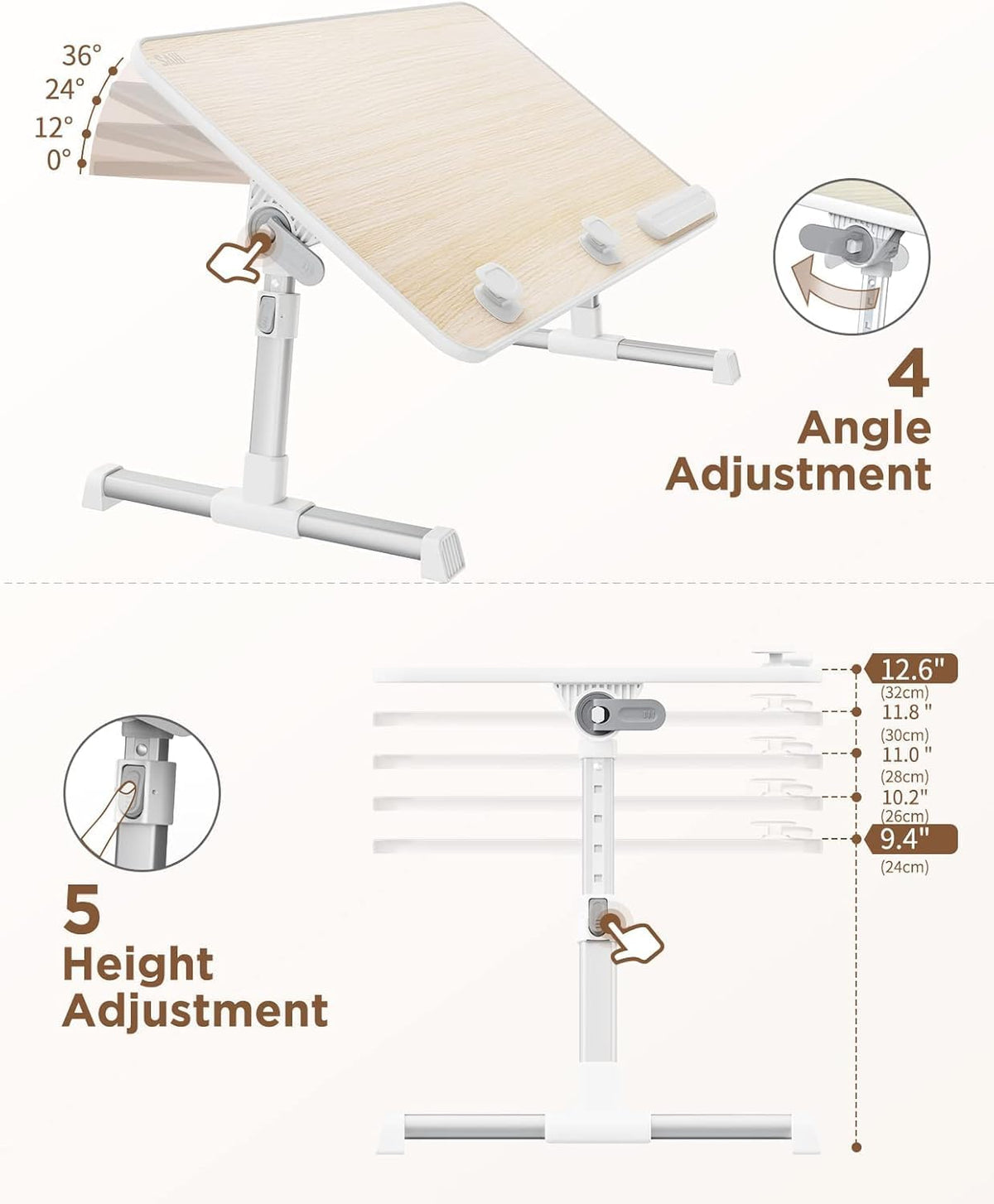 Laptop Desk Table, SAIJI Laptop Stand, Portable Lap Desks