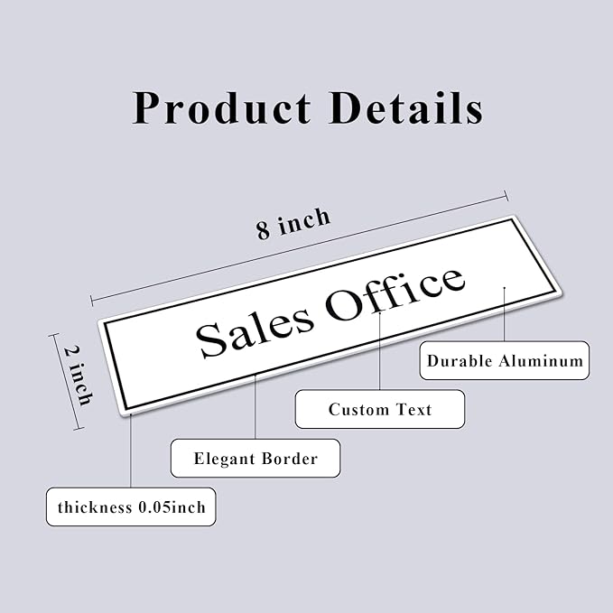 2" x 8" Personalized Office Aluminum Name Plates, Custom Elegant Name Plates - Image 4