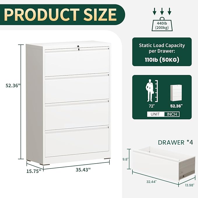 4 Drawer Lateral File Cabinet - Image 2