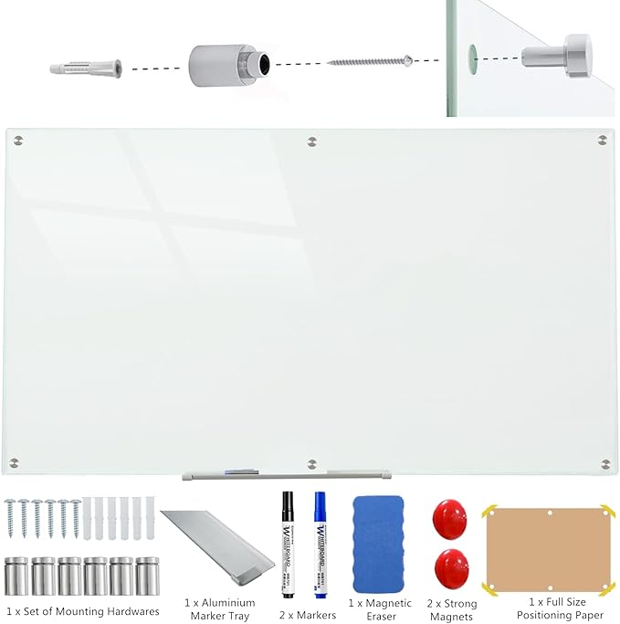 Glass Whiteboard Magnetic Dry Erase Board 6' x 3', Large Frameless Glass White - Image 5