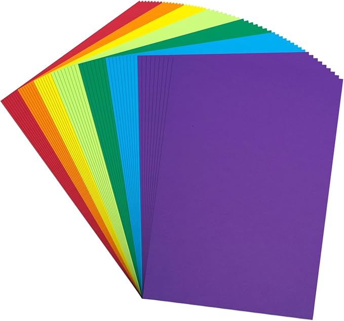Colored Cardstock 8.5 in x 11 in, 56 Sheet Classic Rainbow Index Paper 300 by Magecubiku