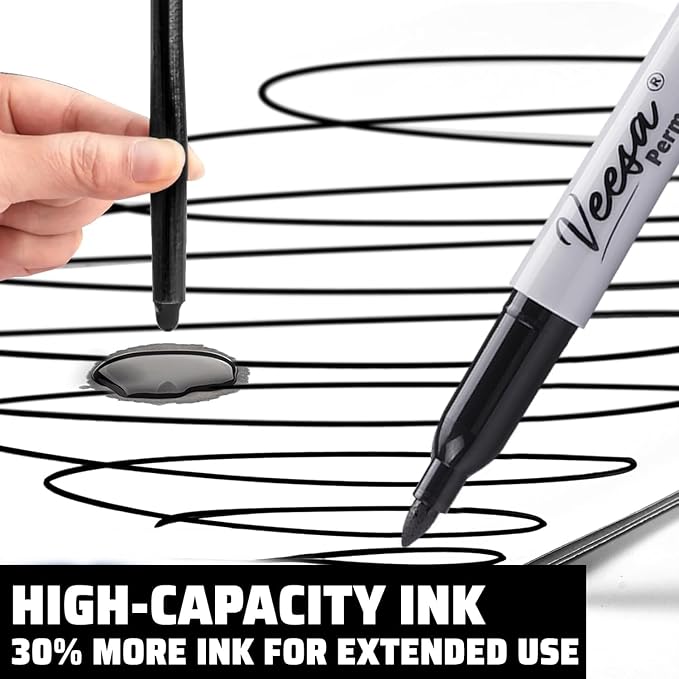 Permanent Markers 75 Pack, Waterproof | Quick Drying | Fade Resistant, Fine Tip - Image 2