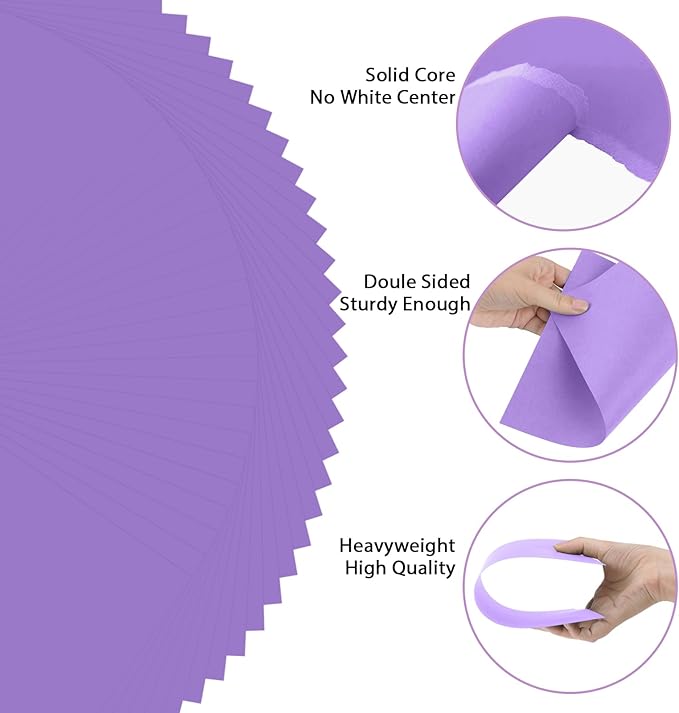 OcePor 100 Sheets Purple Cardstock Paper, Colored Printer Paper 8.5 x 11 - Image 3