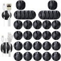 OHill Desk Cable Management Cord Organizer, 24 Pack Black Self Adhesive Cord by OHill