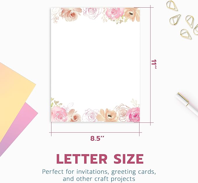 THiNKABLE Floral Stationery Paper, 50 Sheets, Decorative, Writing Paper - Image 5