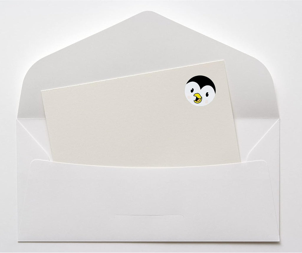 Hybsk Cute Penguin Happy Face Stickers Animal Stickers 1.5" Round Total 500 Labels Per Roll