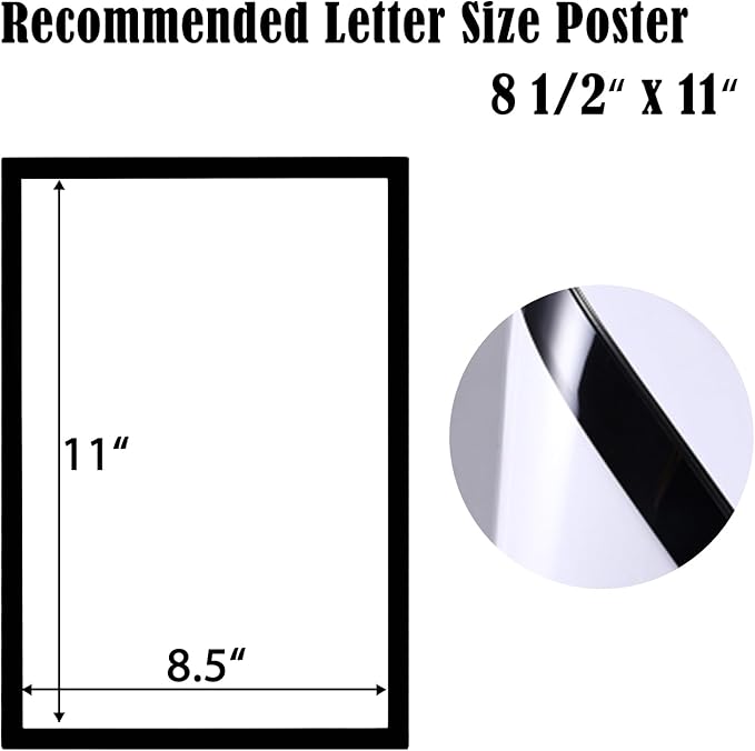 JIUYE 3Pcs Self Adhesive Magnetic Sign Holder 8.5 x 11 inches, Wall Mount - Image 3
