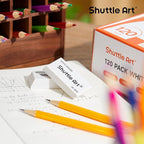 Shuttle Art White Erasers, 120 Pack Erasers Bulk, Smudge Resistant Eraser - Image 5