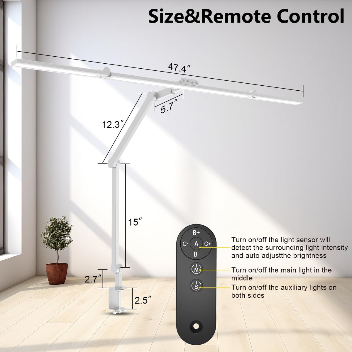 EPABINA 36W Ultra Bright Architect Desk Lamp with Clamp, Tall Overhead Rotata...