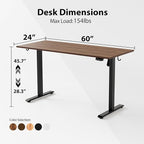 Agilestic Electric Standing Desk, Large 60 x 24 Inches Height Adjustable Desk - Image 3