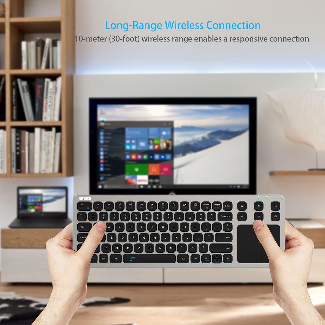 Arteck 2.4G Wireless Touch TV Keyboard with Easy Media Control and Built-in T...