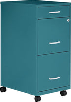 Lorell LYS SOHO Box/File/File Teal Mobile Cabinet, 3 Drawer by Lorell
