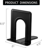 Book Ends, Heavy Duty Bookends to Hold Books, Metal Bookends | Book Ends for Home Office Decorative, Black 6.5 x 5 x 5.7 in, 7 Pair/ 14Piece