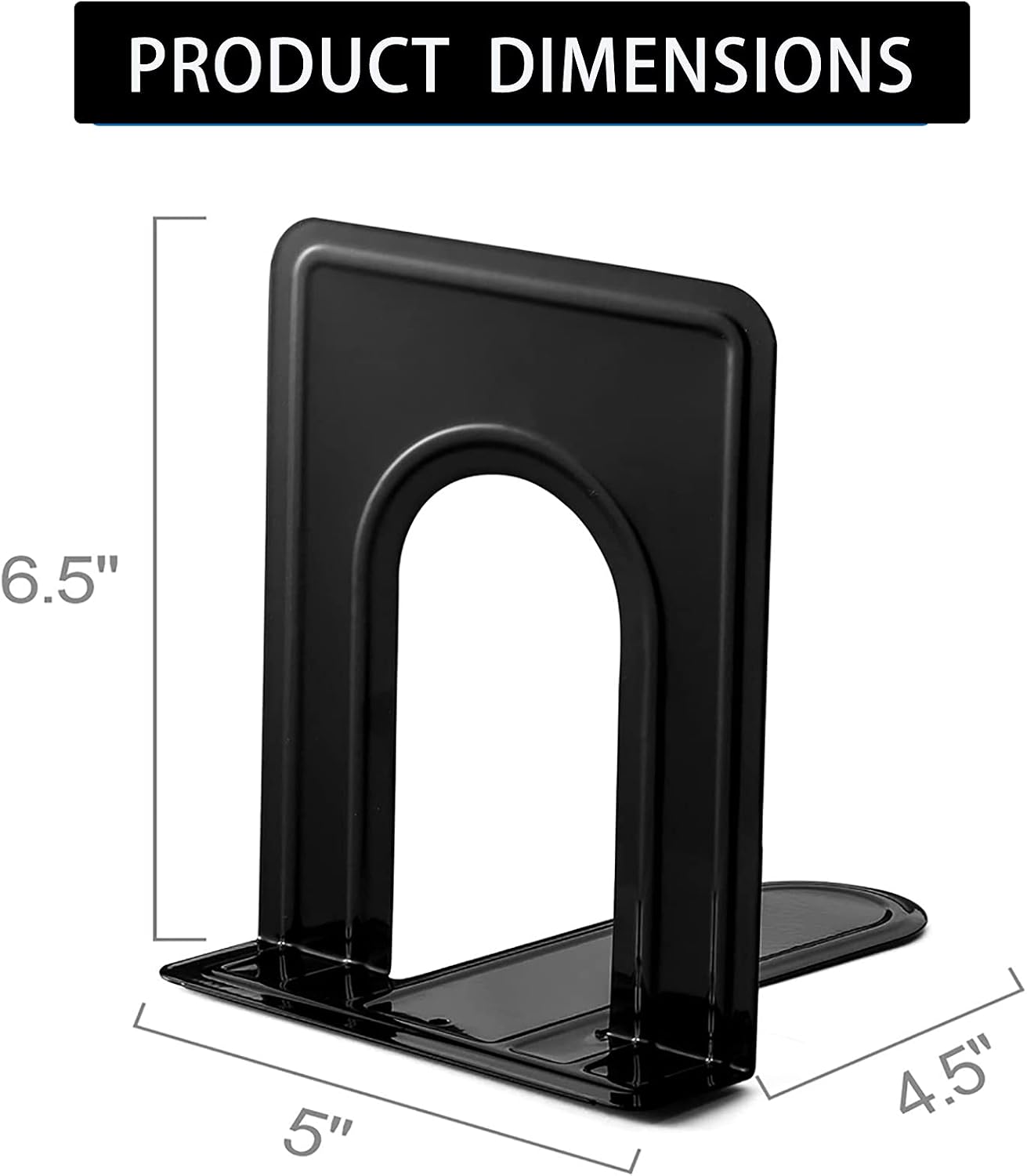 Book Ends, Heavy Duty Bookends to Hold Books, Metal Bookends | Book Ends for Home Office Decorative, Black 6.5 x 5 x 5.7 in, 7 Pair/ 14Piece