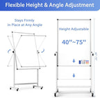 Rolling Whiteboard on Wheels, Double-Sided Magnetic Dry Erase Board - Image 3