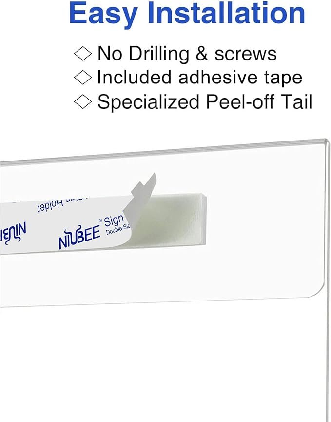 Niubee Acrylic Sign Holder 5x7 Vertical, Wall Mount Sign Holder Door Sign - Image 3
