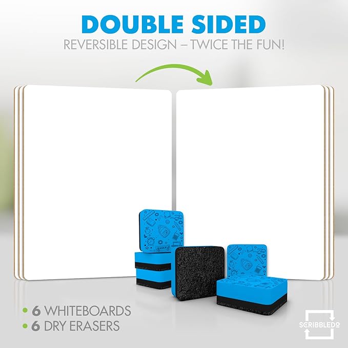 Scribbledo 6 Pack Small White Board Dry Erase Boards Classroom Pack Mini White - Image 4