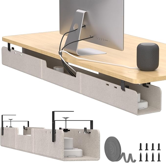 ERGO COLLECT Under Desk Cable Management Tray, No-Drill Upgraded Thickened Felt by ERGOCOLLECT