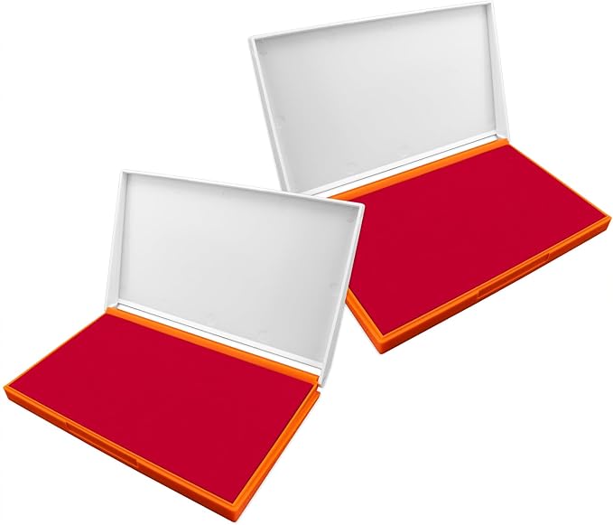 2 Pack Plastic Case Stamp Pad Large Size, Crimson Red Color by ZIGEL