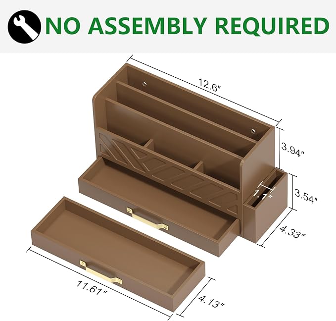 WISUCART Bamboo Desk Organizer Mail Holder Countertop Wood Desk Drawer Tabletop - Image 4