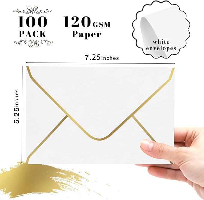 A7 White Envelopes 50 Pcs, Goefun 5x7 V-Flap Fancy Envelopes - Image 2