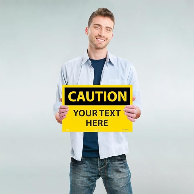 Custom OSHA Style Caution Sign 12" x 18" Adhesive Vinyl Sign, Customizable - Image 2